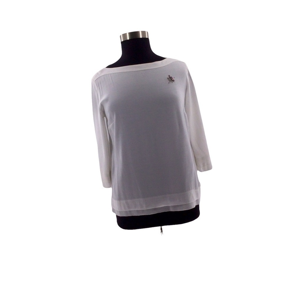S. Oliver White Dragon Fly‎ Jeweled Shirt